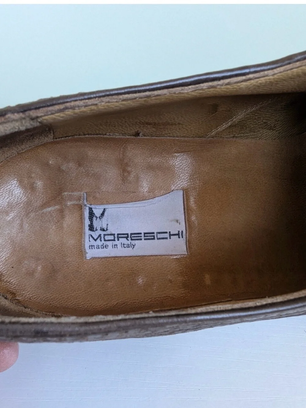 Moreschi Adriano Brown Peccary leather oxfords made in Italy